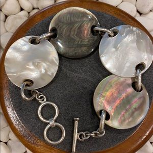MOP Gray, White Sterling Silver Bracelet